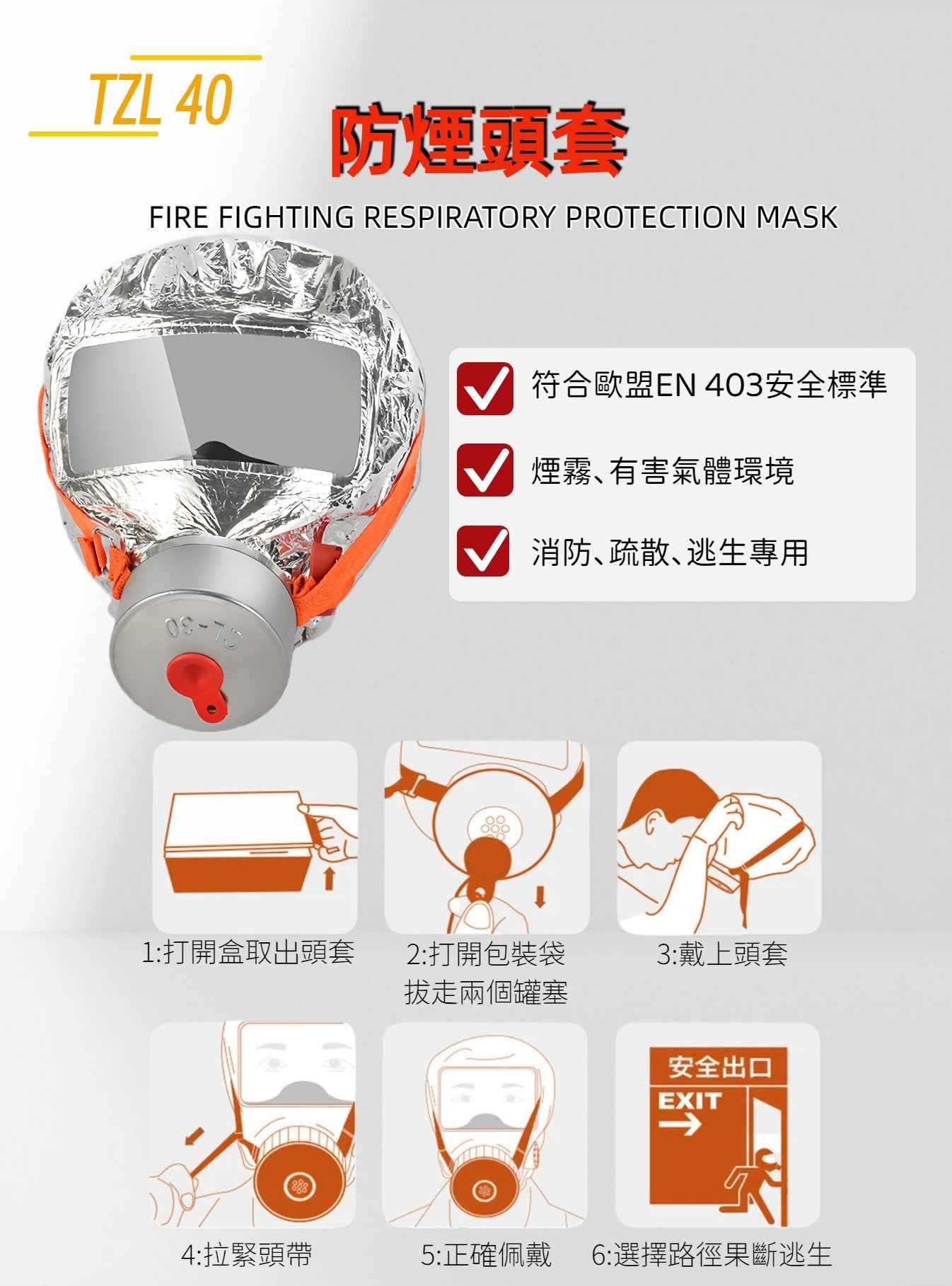 防煙頭套 歐盟安全標準